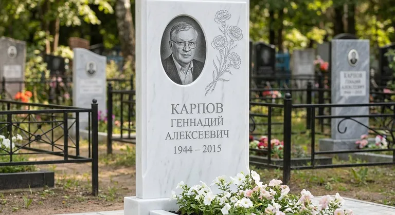 Памятник с гравировкой гвоздик — выполненная работа «Карпов» в Ростове-на-Дону