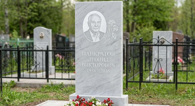 Памятник с гравировкой гвоздик — выполненная работа «Панкратов» в Ростове-на-Дону