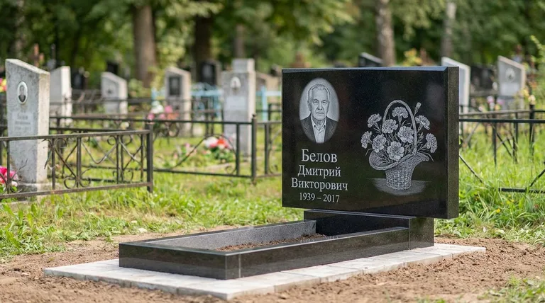 Памятник с гравировкой гвоздик — выполненная работа «Белов» в Ростове-на-Дону