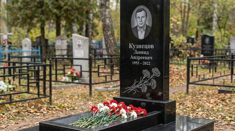 Памятник с гравировкой гвоздик — выполненная работа «Кузнецов» в Ростове-на-Дону