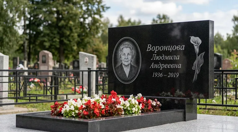 Памятник с гравировкой калл — выполненная работа «Воронцова» в Ростове-на-Дону