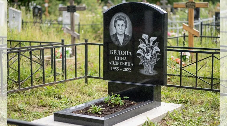 Памятник с гравировкой калл — выполненная работа «Белова» в Ростове-на-Дону