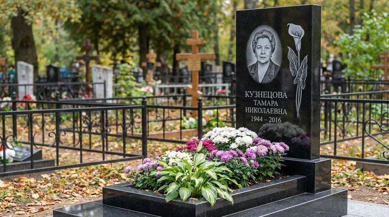 Памятник с гравировкой калл — выполненная работа «Кузнецова» в Ростове-на-Дону