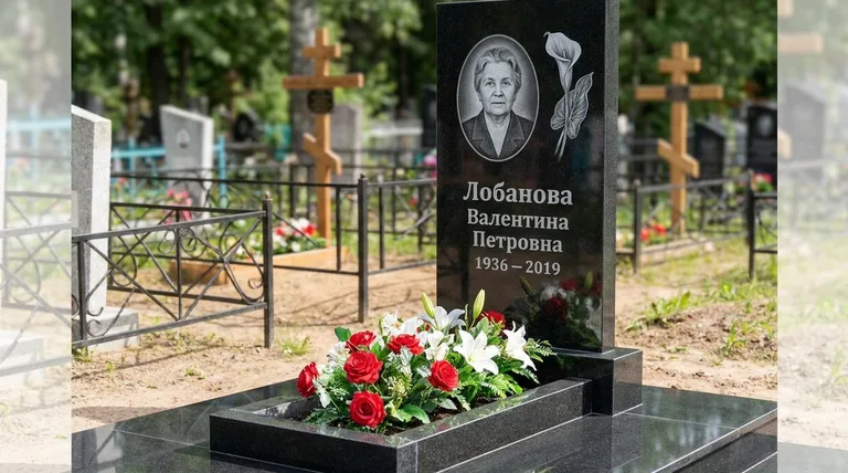 Памятник с гравировкой калл — выполненная работа «Лобанова» в Ростове-на-Дону