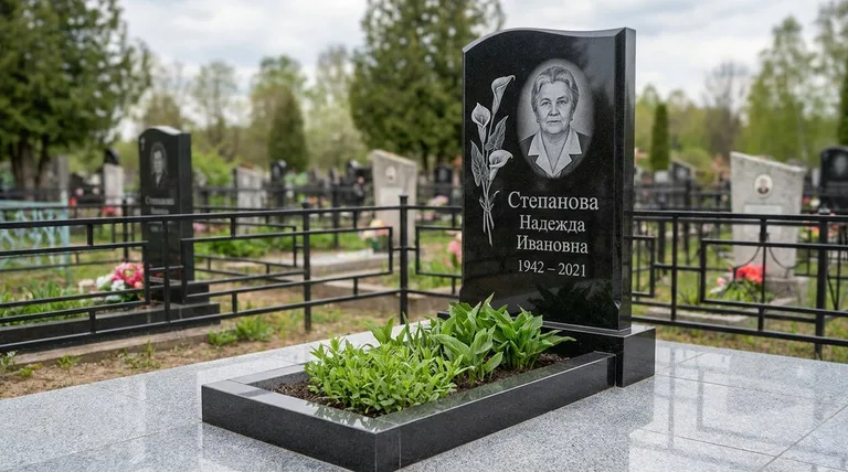 Памятник с гравировкой калл — выполненная работа «Степанова» в Ростове-на-Дону