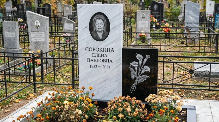 Памятник с гравировкой калл — выполненная работа «Сорокина» в Ростове-на-Дону