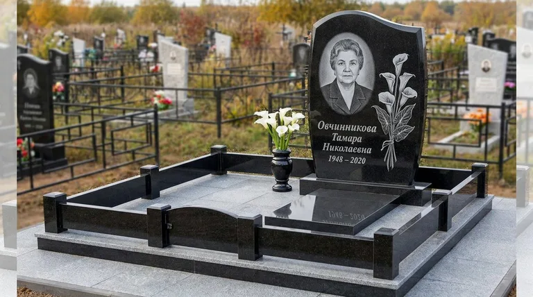 Памятник с гравировкой калл — выполненная работа «Овчинникова» в Ростове-на-Дону