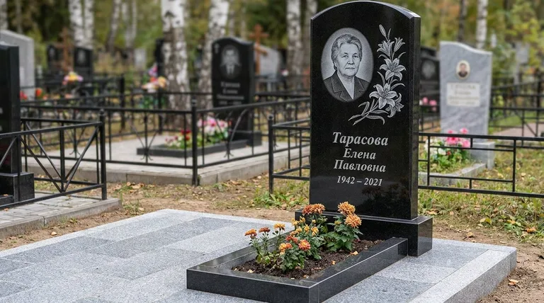 Памятник с гравировкой лилий — выполненная работа «Тарасова» в Ростове-на-Дону
