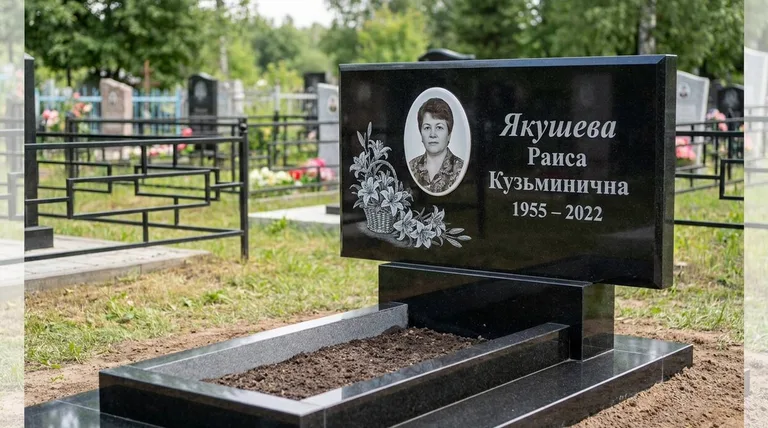 Памятник с гравировкой лилий — выполненная работа «Якушева» в Ростове-на-Дону