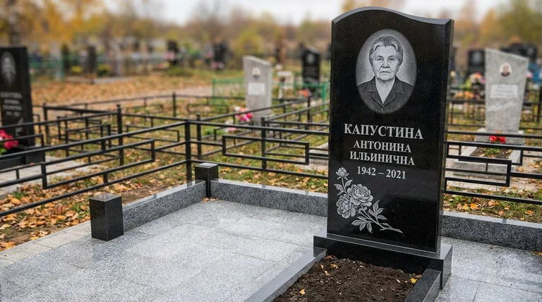 Памятник с гравировкой пионов — выполненная работа «Капустина» в Ростове-на-Дону