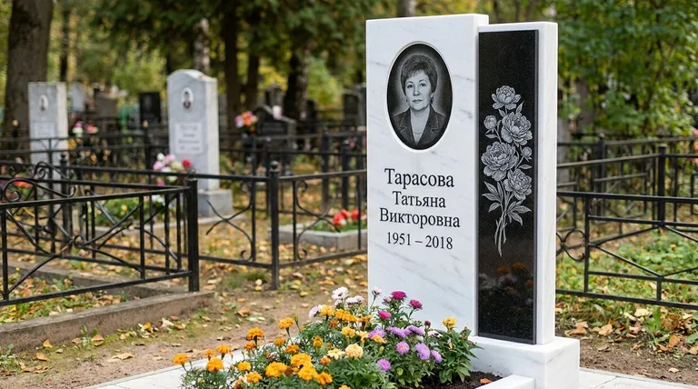 Памятник с гравировкой пионов — выполненная работа «Тарасова» в Ростове-на-Дону