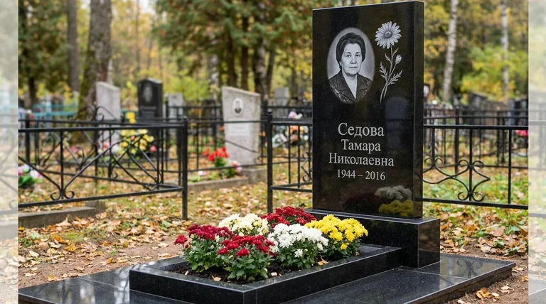 Памятник с гравировкой ромашек — выполненная работа «Седова» в Ростове-на-Дону