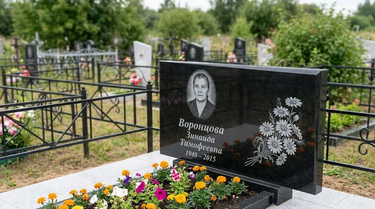 Памятник с гравировкой ромашек — выполненная работа «Воронцова» в Ростове-на-Дону