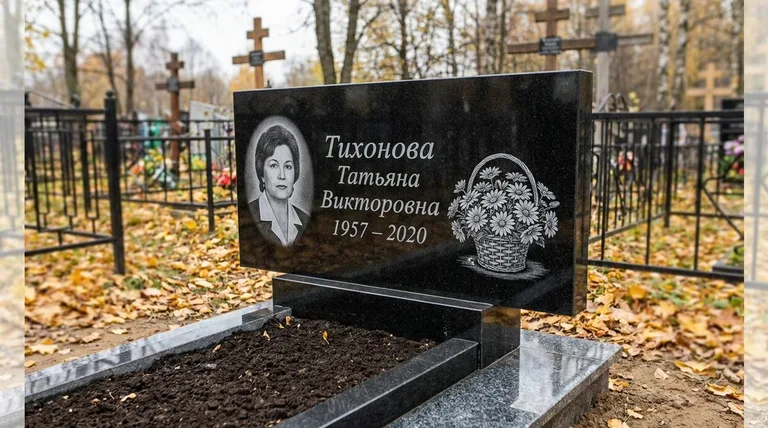 Памятник с гравировкой ромашек — выполненная работа «Тихонова» в Ростове-на-Дону