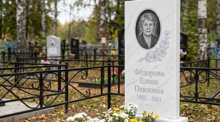 Памятник с гравировкой ромашек — выполненная работа «Фёдорова» в Ростове-на-Дону
