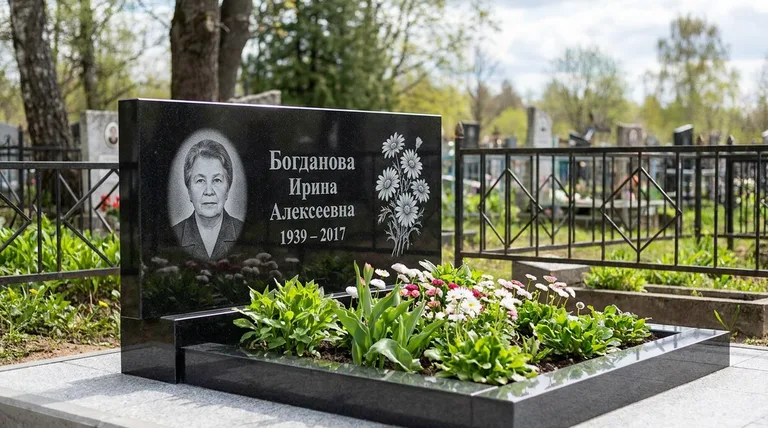 Памятник с гравировкой ромашек — выполненная работа «Богданова» в Ростове-на-Дону