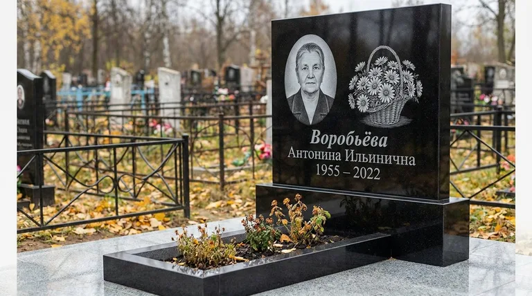 Памятник с гравировкой ромашек — выполненная работа «Воробьёва» в Ростове-на-Дону