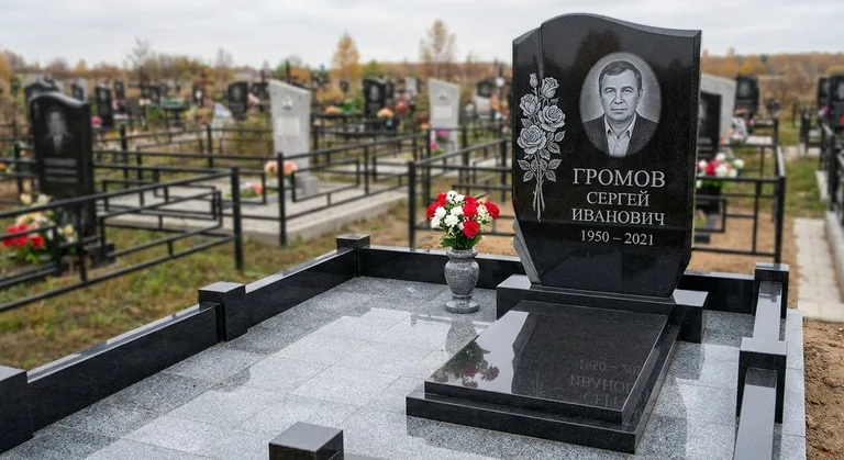 Памятник с гравировкой роз — выполненная работа «Громов» в Ростове-на-Дону
