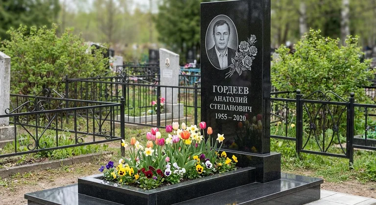 Памятник с гравировкой роз — выполненная работа «Гордеев» в Ростове-на-Дону