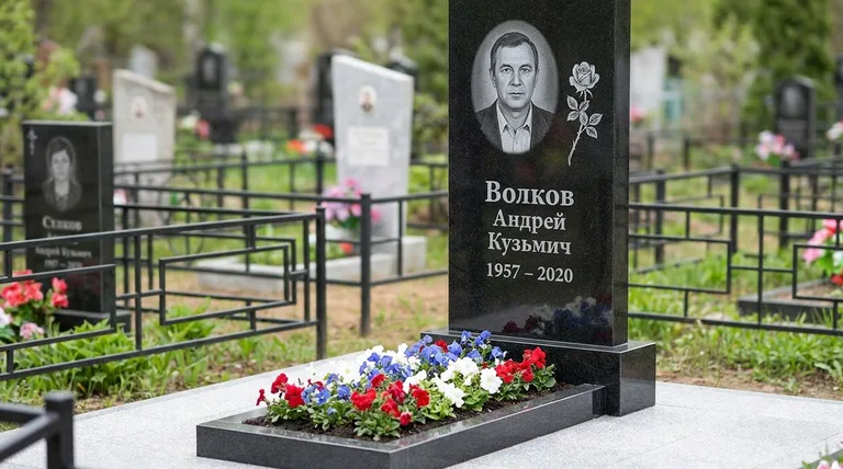 Памятник с гравировкой роз — выполненная работа «Волков» в Ростове-на-Дону