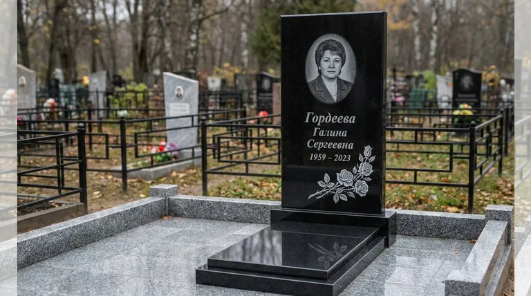 Памятник с гравировкой роз — выполненная работа «Гордеева» в Ростове-на-Дону