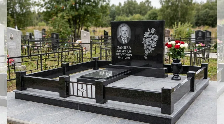 Памятник с гравировкой роз — выполненная работа «Зайцев» в Ростове-на-Дону
