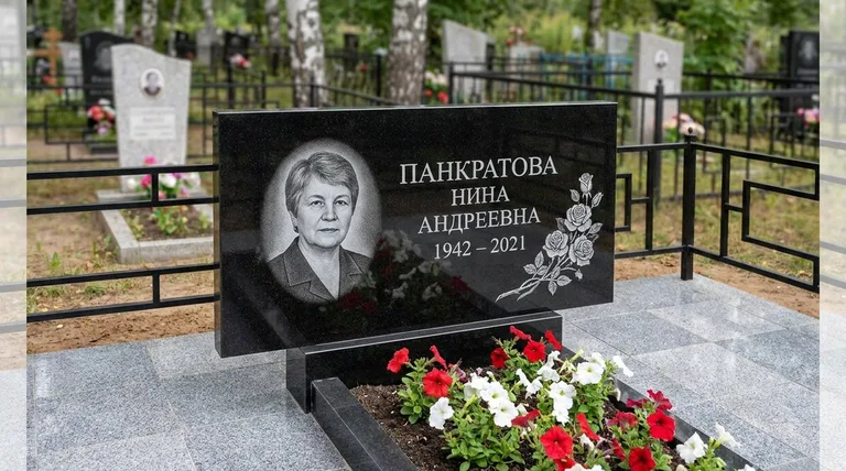 Памятник с гравировкой роз — выполненная работа «Панкратова» в Ростове-на-Дону