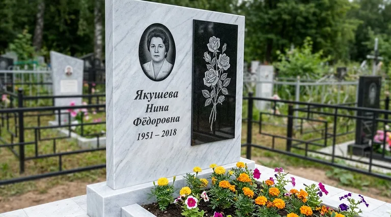 Памятник с гравировкой роз — выполненная работа «Якушева» в Ростове-на-Дону