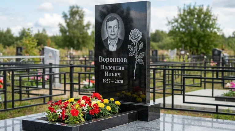 Памятник с гравировкой роз — выполненная работа «Воронцов» в Ростове-на-Дону