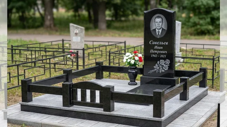 Памятник с гравировкой роз — выполненная работа «Савельев» в Ростове-на-Дону