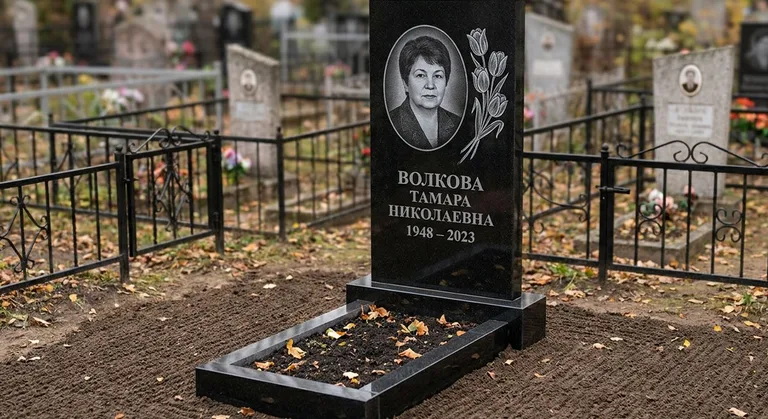Памятник с гравировкой тюльпанов — выполненная работа «Волкова» в Ростове-на-Дону