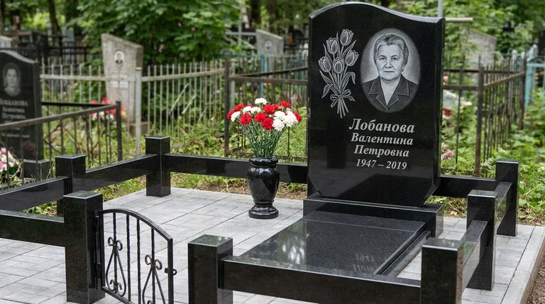 Памятник с гравировкой тюльпанов — выполненная работа «Лобанова» в Ростове-на-Дону
