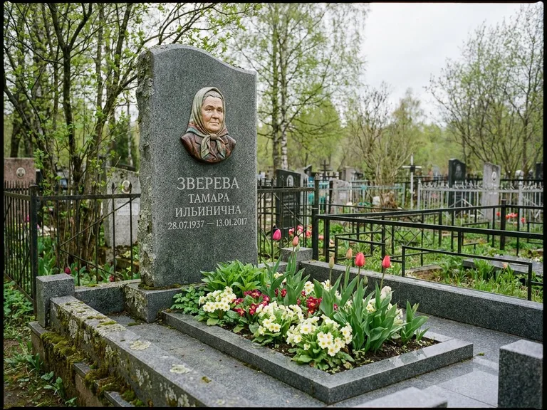 Керамический портрет на летнем кладбище в Ростове-на-Дону
