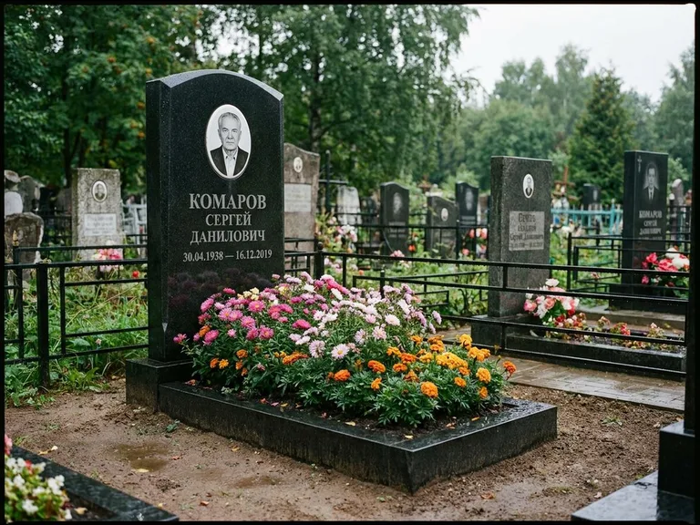 Портрет на керамике — семейный памятник в Ростове-на-Дону
