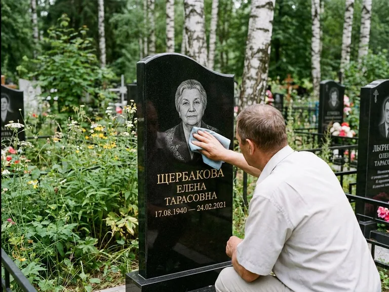 Выезд на кладбище — этап гравировки полумесяца