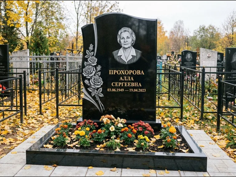 Гравировка портрета на чёрном граните — выполненная работа 20 в Ростове-на-Дону