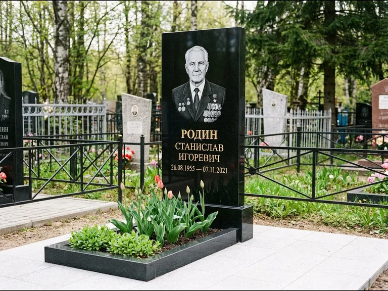 Гравировка портрета на чёрном граните — выполненная работа 21 в Ростове-на-Дону