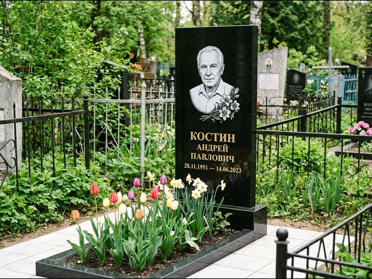 Гравировка портрета на чёрном граните — выполненная работа 27 в Ростове-на-Дону