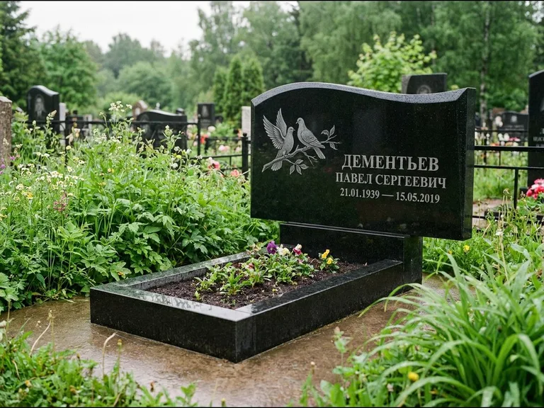 Памятник с гравировкой голубей — гравировка голубей, работа «Дементьев» в Ростове-на-Дону