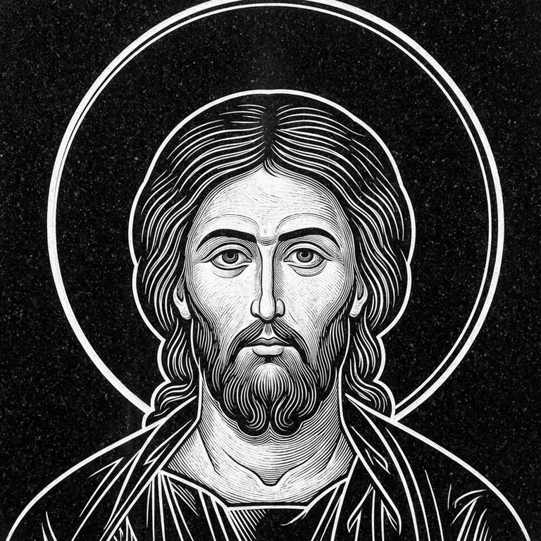 Эскиз иконы: Архангел Михаил — воинам и мужчинам, гравировка на памятник в Ростове-на-Дону
