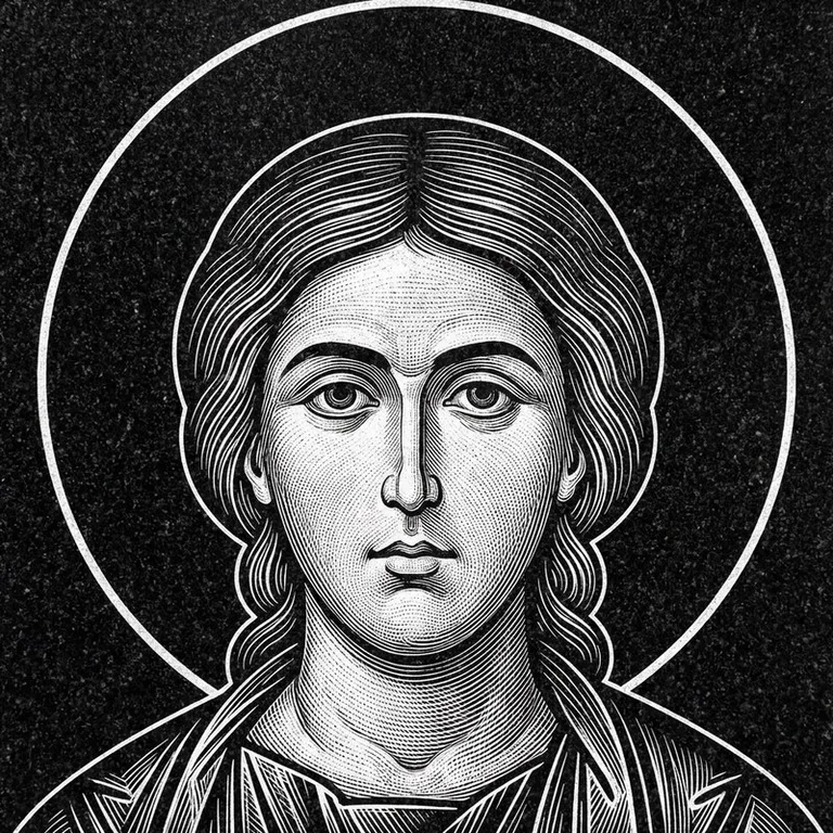 Эскиз иконы: Георгий Победоносец — воинам, гравировка на памятник в Ростове-на-Дону