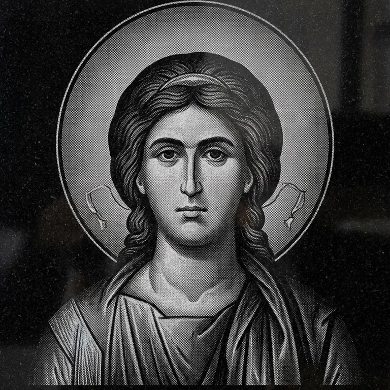 Эскиз иконы: Архангел Михаил (полутон) — образ архангела в полутонах, гравировка на памятник в Ростове-на-Дону