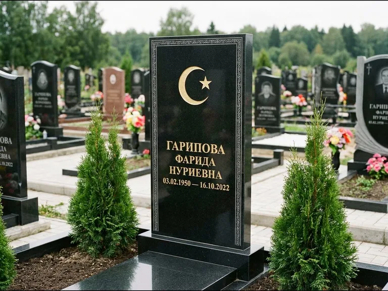 Памятник с гравировкой полумесяца — гравировка полумесяца, работа «Гарипова» в Ростове-на-Дону