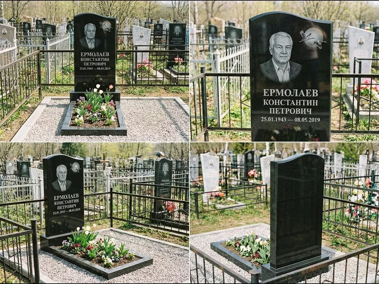 Памятник с гравировкой журавлей — гравировка клина журавлей на фоне солнечного диска, работа «Ермолаев» в Ростове-на-Дону