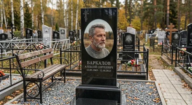 Овальный портрет на стекле на чёрной гранитной стеле в Ростове-на-Дону