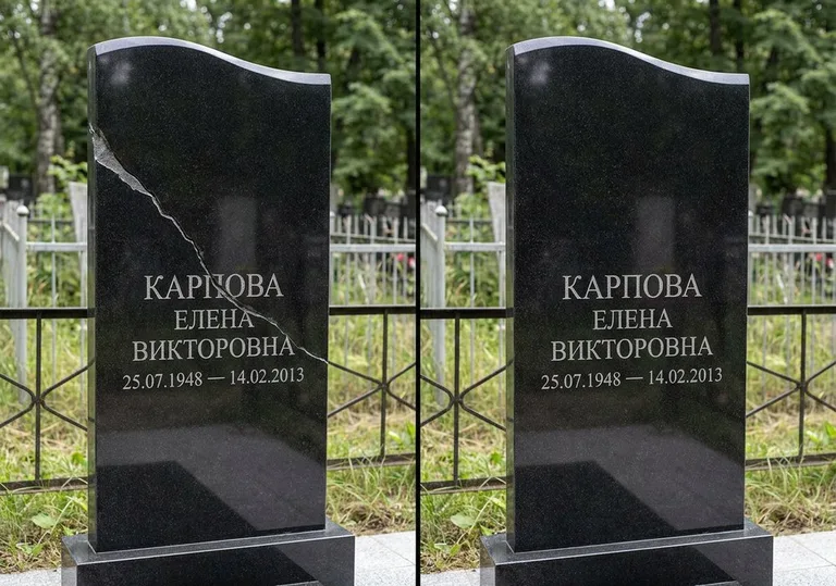 Заделка трещины на чёрном граните: до и после в Ростове-на-Дону