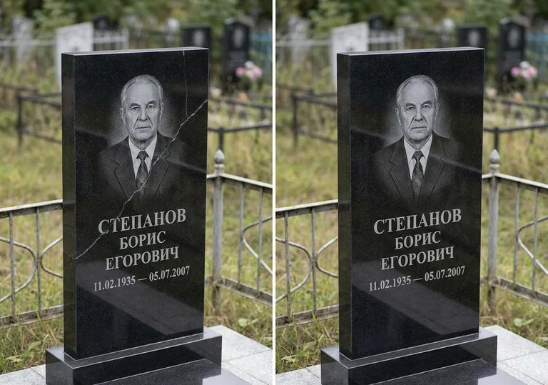 Восстановление надписи и портрета на памятнике: до и после в Ростове-на-Дону