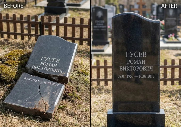 Склейка расколотого памятника: до и после в Ростове-на-Дону