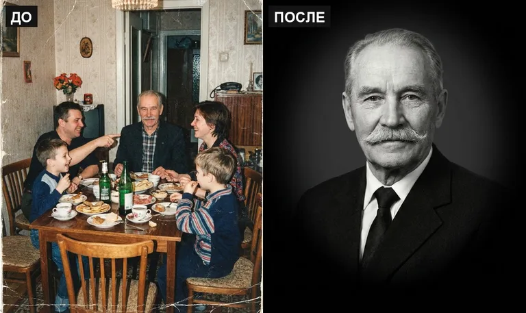Ретушь фото на памятник — выделение из группового: до и после в Ростове-на-Дону