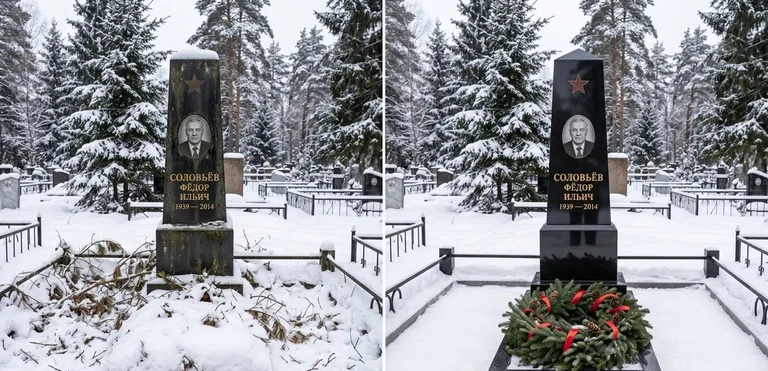 Уборка старого памятника до и после в Ростове-на-Дону